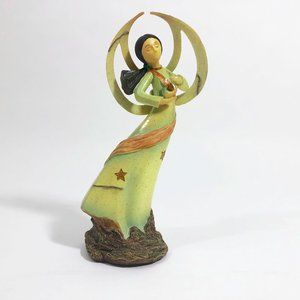 EUC Angel Figurine Holding a Small Bird Cold Cast Ceramic 9 inches tall